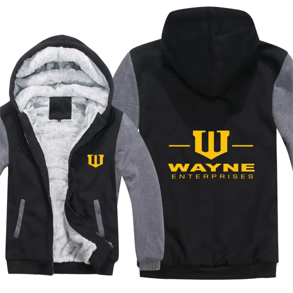 Wayne enterprises, толстовки, мужские, модные, шерсть, подкладка, куртка, Wayne Gotham City, толстовки, худи, HS-037
