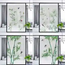 Стеклянные наклейки на окно, китайский стиль, бамбук, ванная комната, затенение, анти-светильник, передача, непрозрачная матовая пленка
