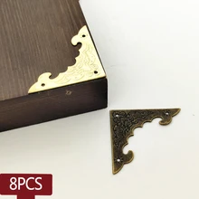 

8pcs Scrapbooking Diy Craft Corners Cut Flower Pattern Carved Corner Protection Jewelry Box Wooden Case Retro Corner Protector