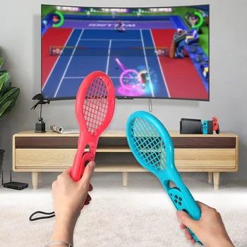 

For Nintend Switch Joy-con ABS Tennis Racket Handle Holder for Nintendo Switch NS Tennis ACES Game Player with 2 Analog Caps