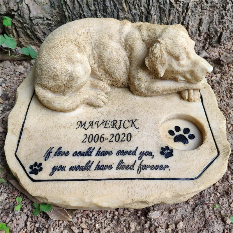 Personalizado Memorial para mascotas piedras jardín piedras perro Memorial piedras con un perro durmiendo en la parte superior JSYS
