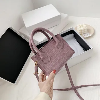 

Small Crocodile Pattern Solid Color PU Leather Crossbody Bags For Women 2020 Summer Lady Shoulder Handbags Female Simple Totes