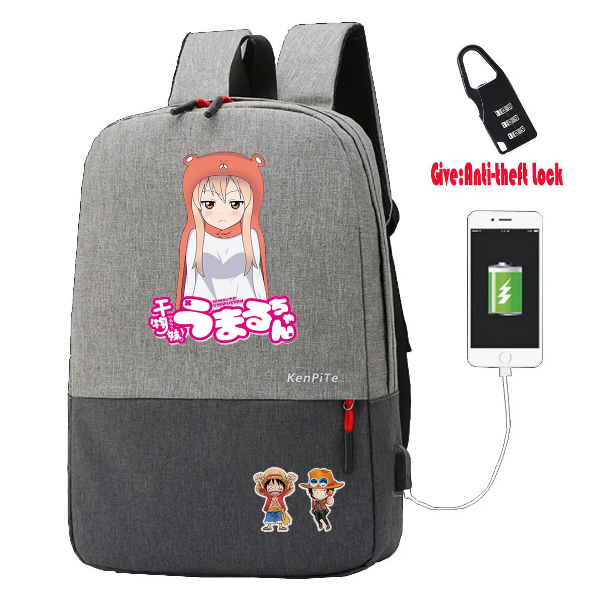 

Аниме Himouto! Рюкзак для студентов с защитой от кражи, с USB-зарядкой