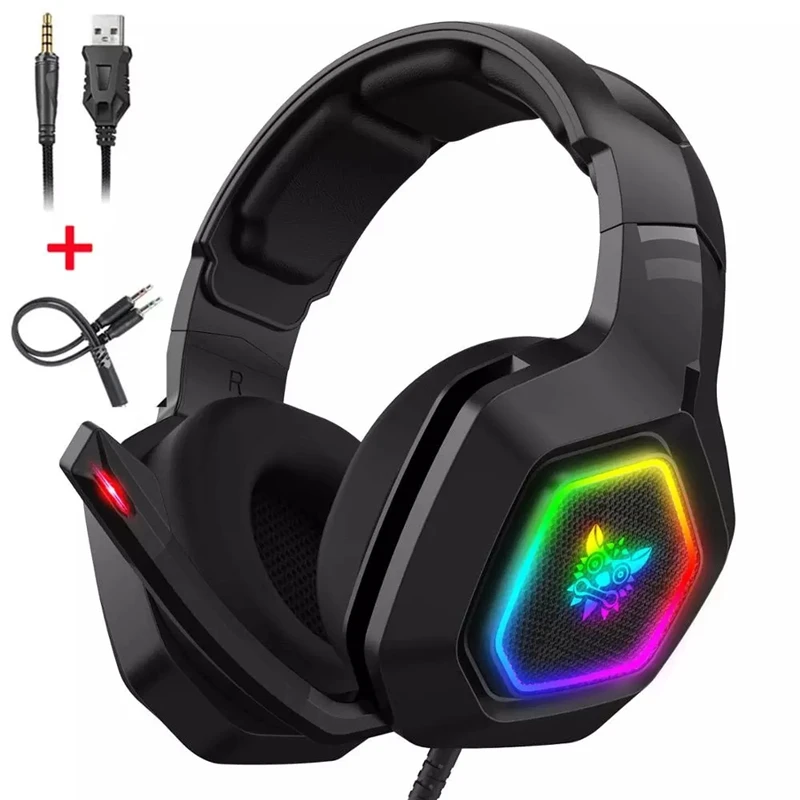 K10 K10 Pro wired Gaming Headset Stereo HIFI Music Headphones With Mic RGB Light 3 5MM AUX Gaming headphone for Desktop notebook