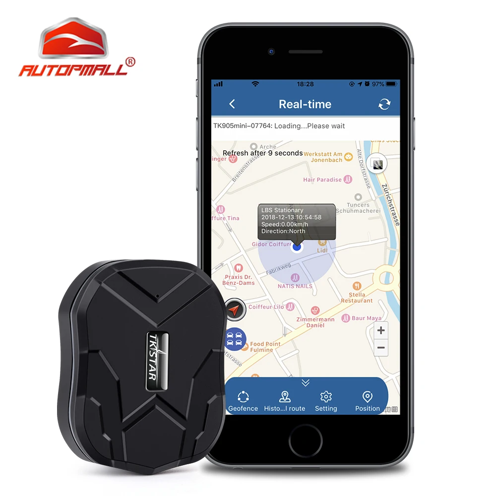 Автомобильный GPS-трекер MINI TK905 GPS-локатор TKSTAR 1500 мАч водонепроницаемый