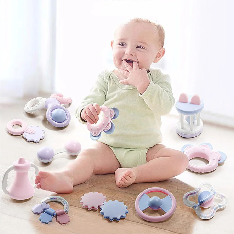 Детские погремушки набор игрушки ручные колокольчики детские игрушки прорезывания зубов безопасно может кипятить развития рано утром развивающие для детей возраста от 0 до 12 месяцев