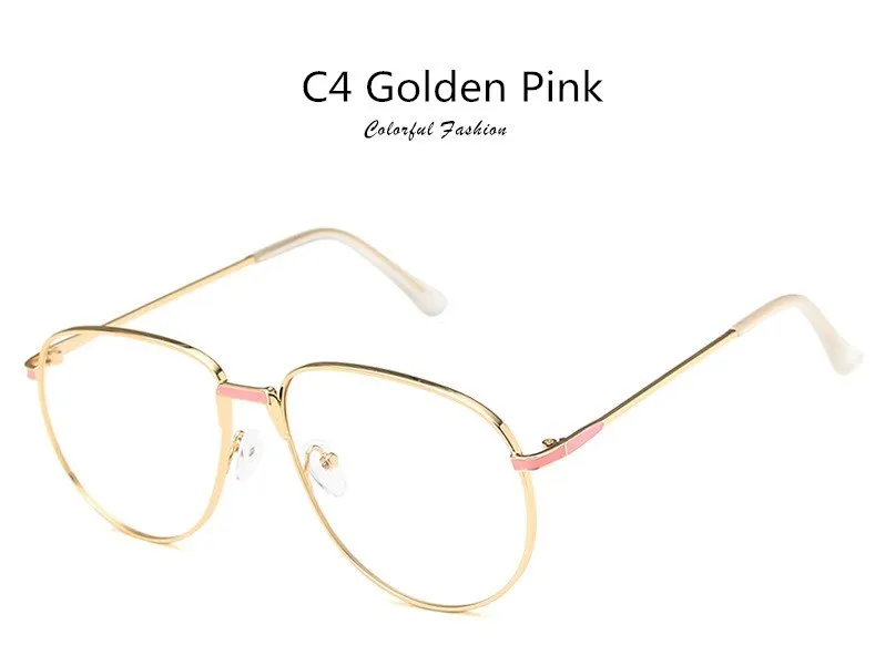 Big Frame Glasses Female Oversized Square Eyeglasses Gold Spectacles Frame Clear Lens Eyewear Optical Myopia Nerd Glasses - Цвет оправы: C4 Golden Pink