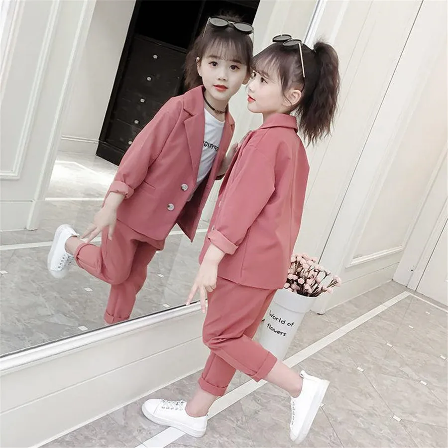 Autumn Teenage Children Girls Clothing Set Girls Suit Jacket pants 2pcs  School Kids Tracksuit for Girls Formal Clothes