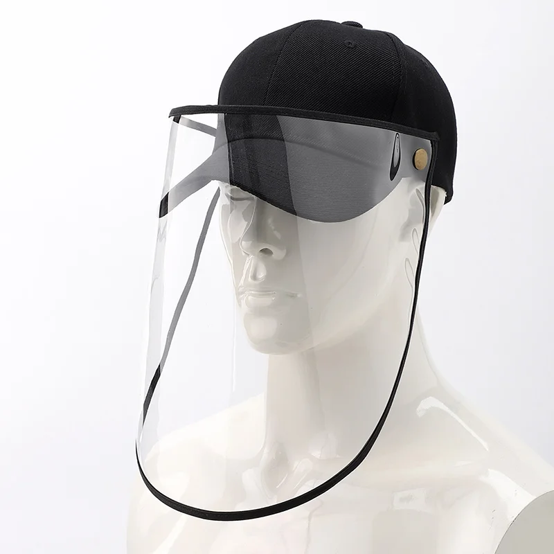 

A172 Adult Anti-droplet Covers Hat Men's Baseball Protective PVC Shield Hat Protective Face Mask Hat Removable Cover Hats