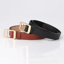 

2021 PU Waistband Women Wild Belts Square Metal Buckle 2.4cm*105cm Wide Female Band Ladies