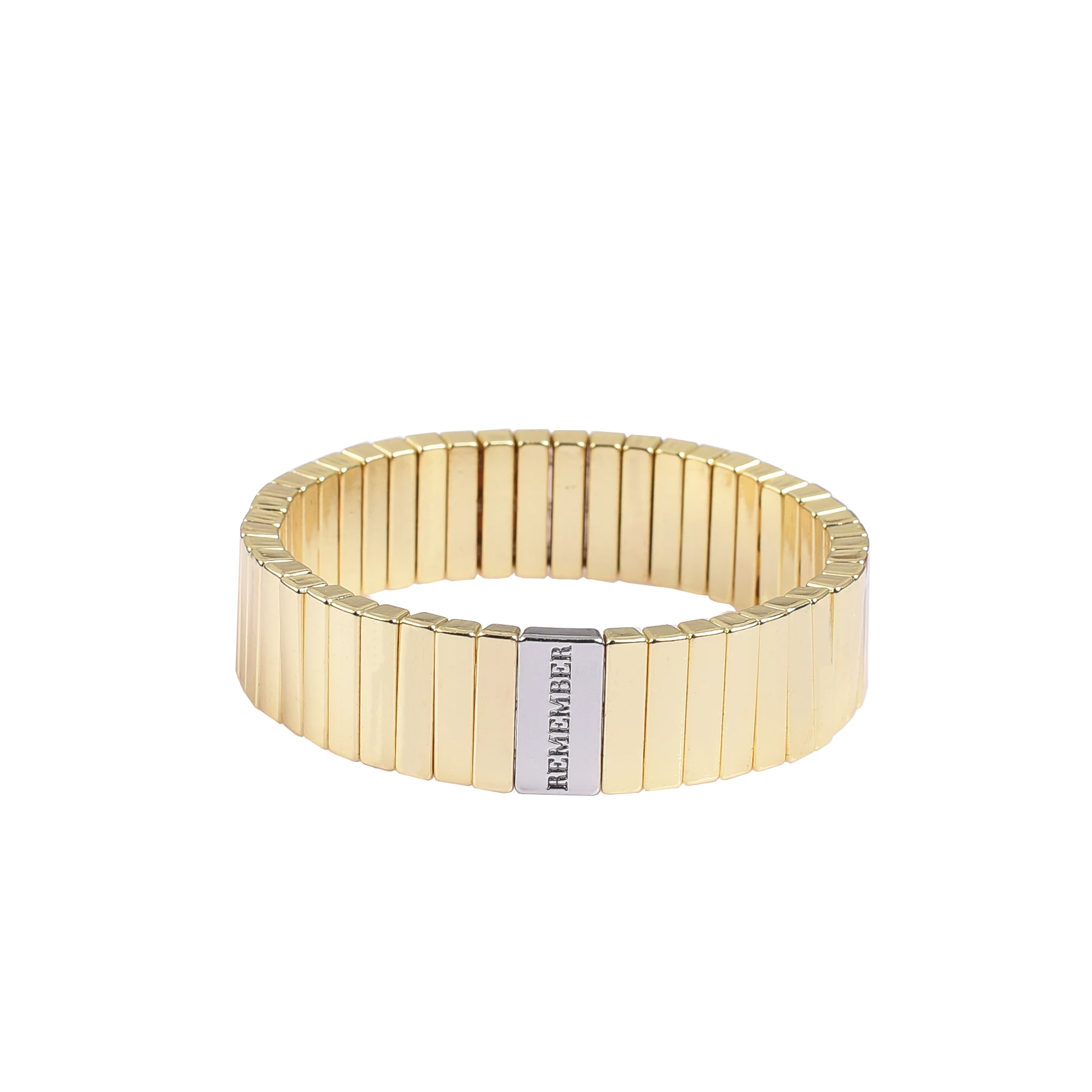 

Enamel Gold Tile Bracelet Rectangle Metal Tile Bead Bracelet Stretchy Stackable Bracelet Jewelry Women Gift