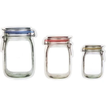 

Best 90 Pieces of Storage Bag Mason Jar Reusable Bag Snack Container Leak-Proof Packaging Bag 30 Blue + 30 Red + 30 Yellow