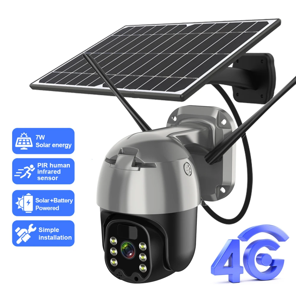 Best Deal 3MP 1536P Solar Panel IP PTZ Camera WiFi 4G Camera Security Waterproof Battery Camere Color Night Vision Video Surveillance PIR