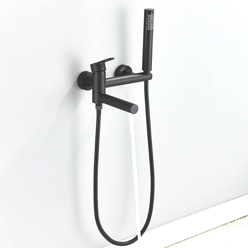Brushed Gold Bathtub Faucet Swivel Spout Shower Faucets Embedded In Wall Tub Water Tap Shower Mixer Waterfall Bath Shower System 3