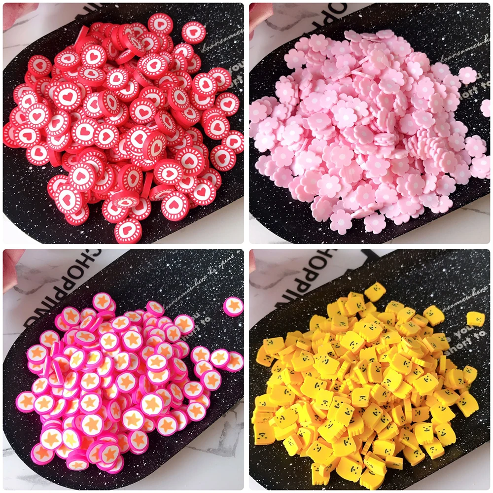 Счастливые обезьяны 10 г Fimo Slime добавки поставки полимерная глина цветок звезда сердца ломтик долива DIY брызги для чистой слизи глины