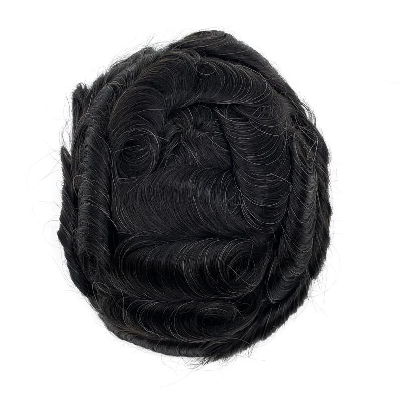 100% Human Hair Wig Men Natural Hairline Thin Skin Knot Hair Men Toupee
