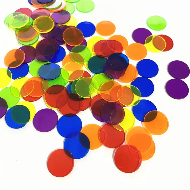 4 Colores para Juegos Lvcky 200 marcadores de fichas de Bingo contadores Transparentes 