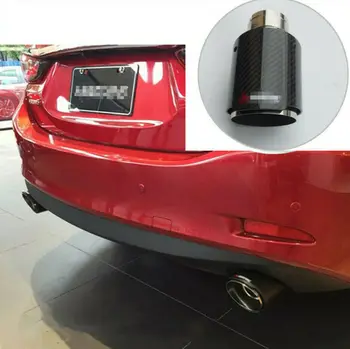 

Carbon Fiber+Steel Car Exhaust Pipe Muffler Clamp-on Tip 54mm In-101mm Out Muffler Trim Cover Glossy Black