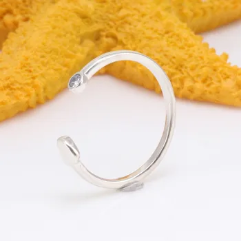 

Original 925 Sterling Silver Pan Ring Open Ring Decorated With Shining Love For Women Wedding Party Gift Fashion Jewelry