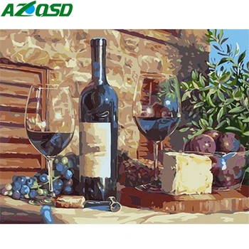 

AZQSD Unframe Paint By Number Canvas Kits Fruit DIY Acrylic Paint Wall Art Draw By Number Cup Picture Handpainted Gift
