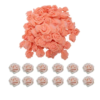 

High Quality 200Pcs 6cm Foam Rose Heads Artificial Flower Heads Wedding Decoration(Peach Pink&Orange)
