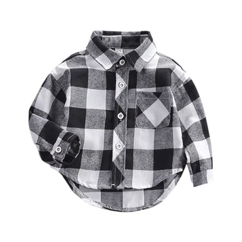 

Autumn Warm Casual Baby Boys Clothes Fashion Long Sleeve Plaid Boy Shirts Tops Blouse