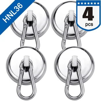

Magnetic Hooks Strong Heavy Duty Neodymium Magnet Hooks with Swivel Carabiner Hook for Refrigerator 4pcs YU-Home