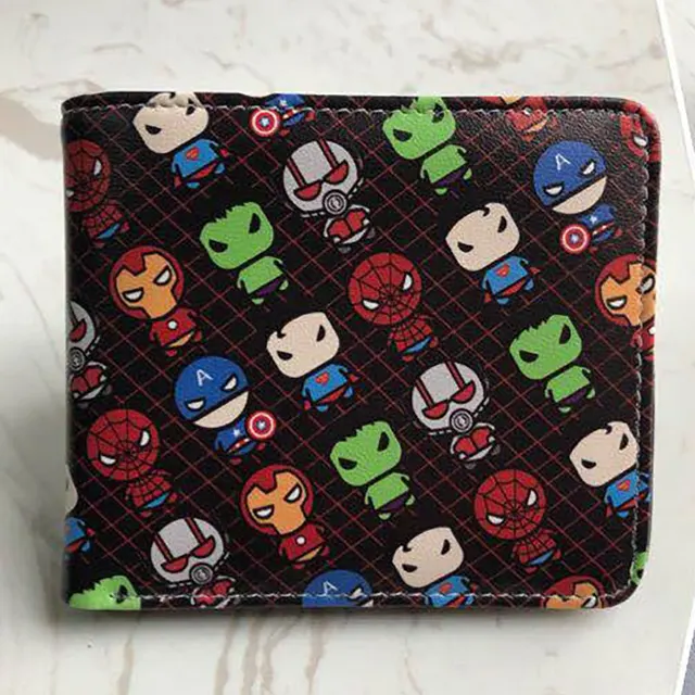 Marvel Men Wallet Q Version Captain America SpiderMan Wallet Men Comic Version Super Heroes Wallet Women with Card Holder Wallet Q versionAvengersA