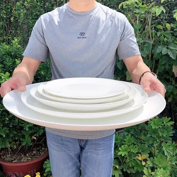 

fine bone china 10-25 inch Big white plate large serving plates tableware home restaurant Steak grilled chicken dinner plate