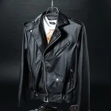 Мужская одежда, мужское локомотивное приталенное повседневное кожаное пальто на молнии со стоячим воротником, кожаная куртка JJ P09