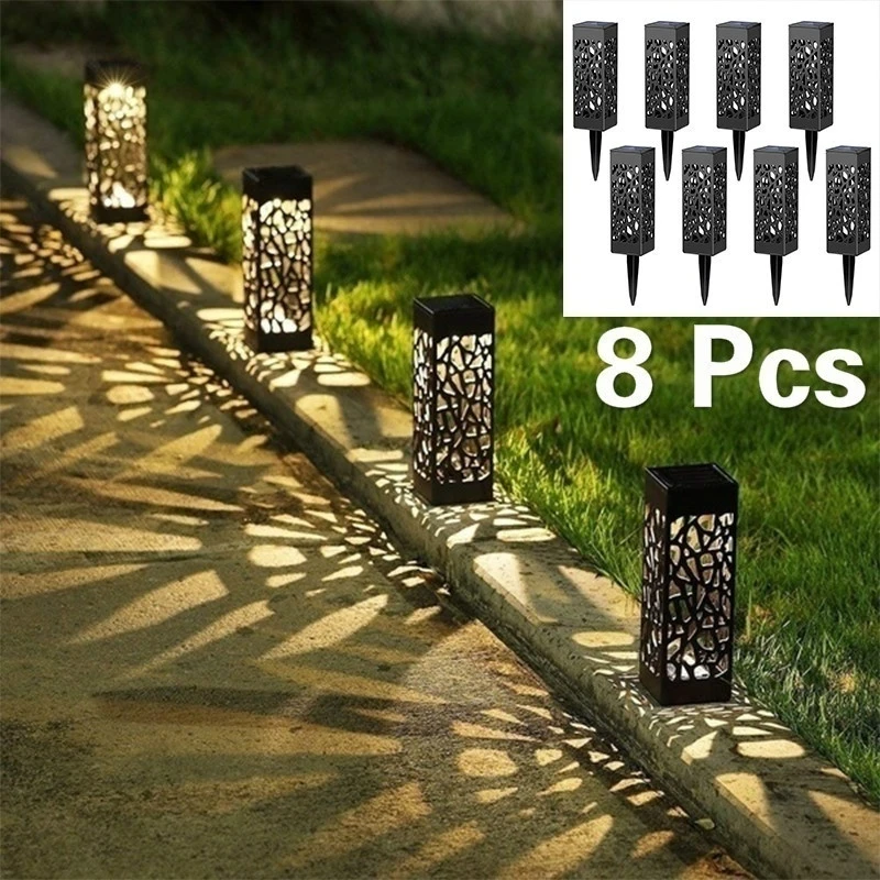 

8pcs Solar Lawn Light Hollow Out Garden Path Landscape Ground Lamp Outdoor Waterproof Night Lighting