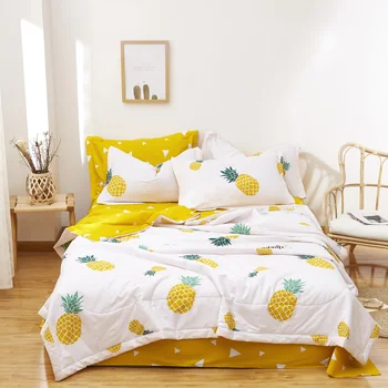 

Cartoon Pineapple Children Summer Quilt Soft Cotton Washable Duvet Adults Bed Bedspread Students Quilted Air Conditioning Quilt