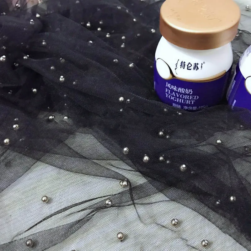 Black 150 см* 100 см/шт. Красивая жемчужная Тюлевая ткань, практическая одежда, материал для украшения вуали, ручная работа, сетчатая ткань для шитья, принадлежности - Цвет: Black