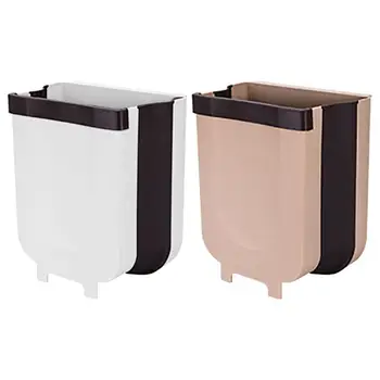

Foldable 8L Waste Bin Kitchen Cabinet Door Hanging Trash Can Wall Mounted Trashcan Garbage Storage Box For Bathroom Toilet Car