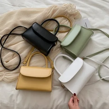 

2020 new Korean temperament wild messenger shoulder bag solid color simple foreign style retro portable small square bag
