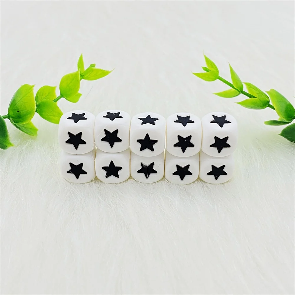 Silicone Beads 12mm Heart Star Letter Beads Teething Baby Teether Pacifier Chain Toys DIY Necklace Loose 10Pcs teething toys silicone teething toys baby teething toys silicone beads silicone teether silicone teething beads silicone jewelry accessories