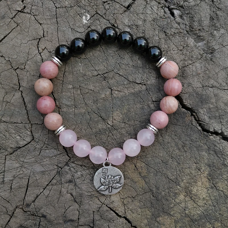 8mm Rhodrochrosite,Rose Quartz Japa Mala Set,Warmth,Meditation Mala,Namaste Yoga Jewelry,Buddhist Mala Prayer Bead,108 Bead