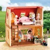 Simulation Kitchen Forest Family Small House Double Three- Story Villa Reindeer  Animal Model Girl Dollhouse Furniture Toy Gifts 4