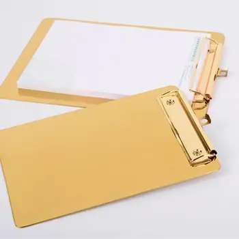 

1pcs Gold Writing Pad Clip File Folder A4 Menu Folders Data Board Restaurant Order Splints Office School Stationery Supplies