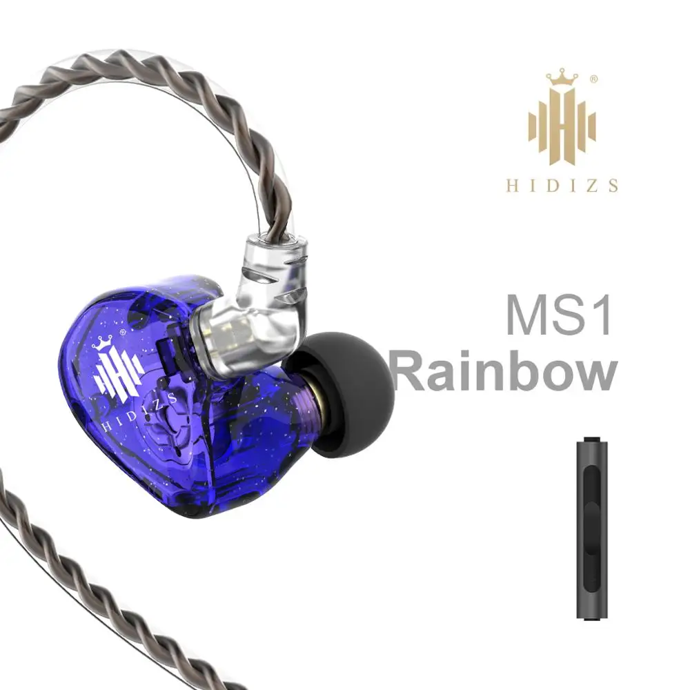 Hidizs MS1 Rainbow 3 5mm Headphones Wired Audiophile Dynamic Diaphragm Hi Fi IEM Earphones with Detachable Cable
