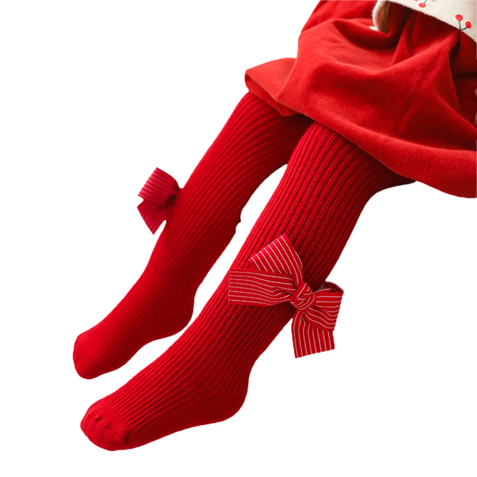 0-6Y Kid Girl Christmas Tights Baby Stockings Autumn Winter Warm Child Pantyhose Cotton Pants Sweet Bow Girls trousers