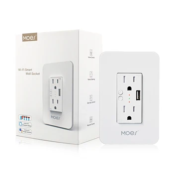 

LS-604 120 type Double Plug Socket Wifi Smart Wall Socket with USB Port 15A