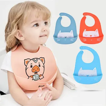 

Baby Bibs Waterproof Silicone Feeding Baby Saliva Towel Newborn Cartoon Aprons Baby Bibs Adjustable Different styles of Bibs