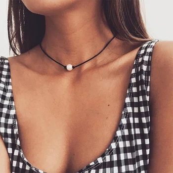 

Fashion Simple Pearl Rope Pendant Necklace Elegant Charming Women's Wedding Collarbone Chain Choker Lady Party Jewelry Girl Gift