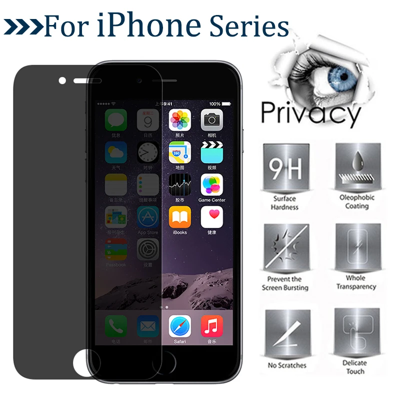 Закаленное стекло для iPhone X XR Xs Max антишпионское Защитное стекло для iPhone 11 Pro Защита экрана для iPhone 7 8 6 6S Plus