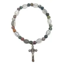 Натуральный камень, агат, статуя, крест, бусины, ручная тесемка, нитка, браслет, церковный подарок E65B