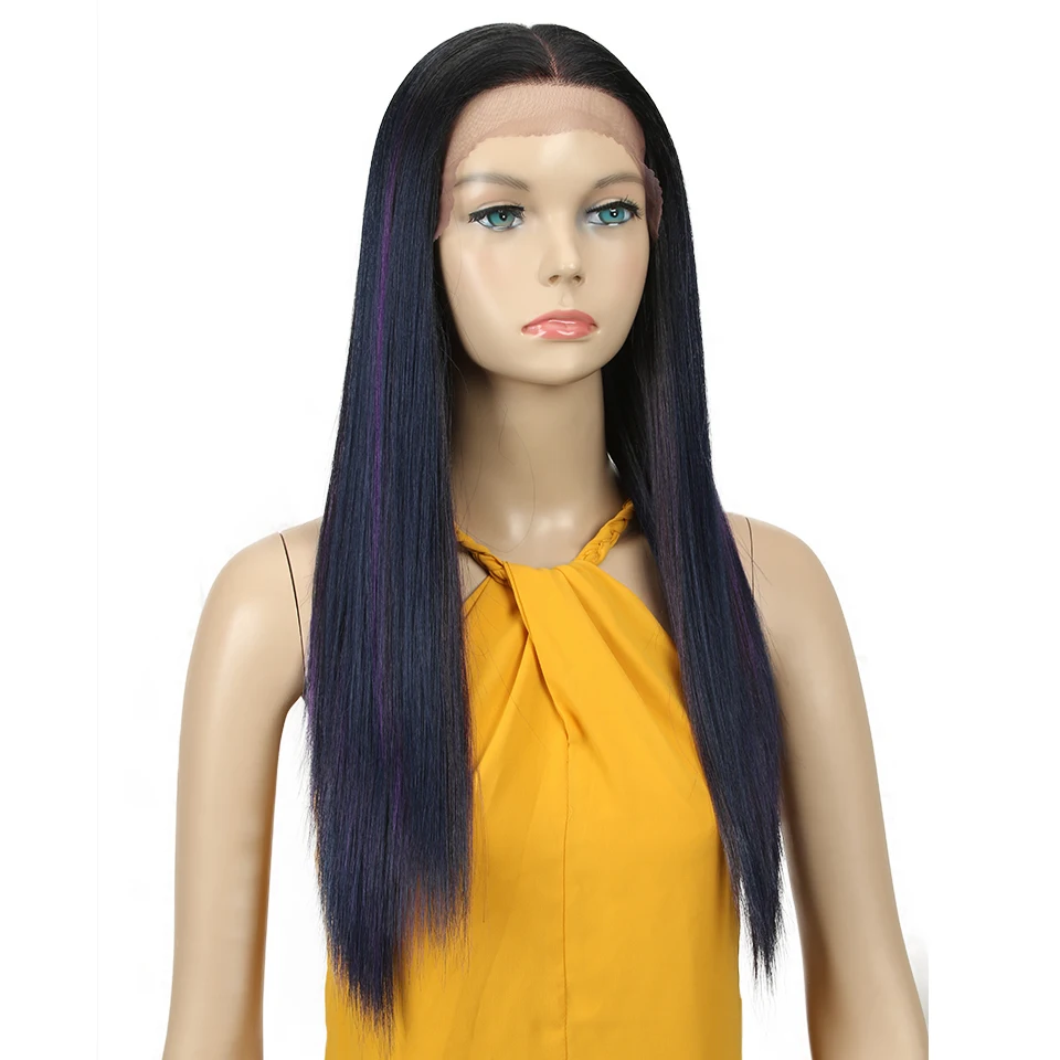 Магический 13X4 Прямой 2" дюймовый синтетический кружевной передний для черных женщин Омбре многоцветный кружевной передний парик косплей блонд кружевной передний парик