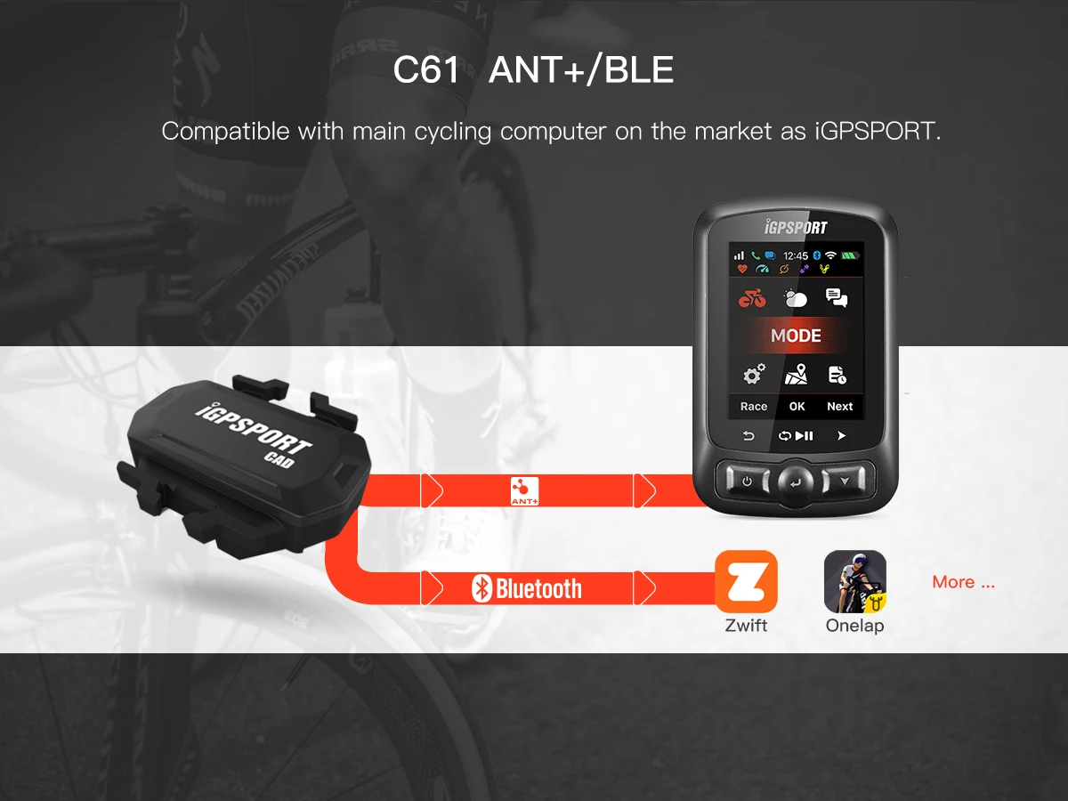 IGPSPORT SPD61 Fahrrad Geschwindigkeitssensor C61 Trittfrequenzsensor Dual Modul Bluetooth und ANT