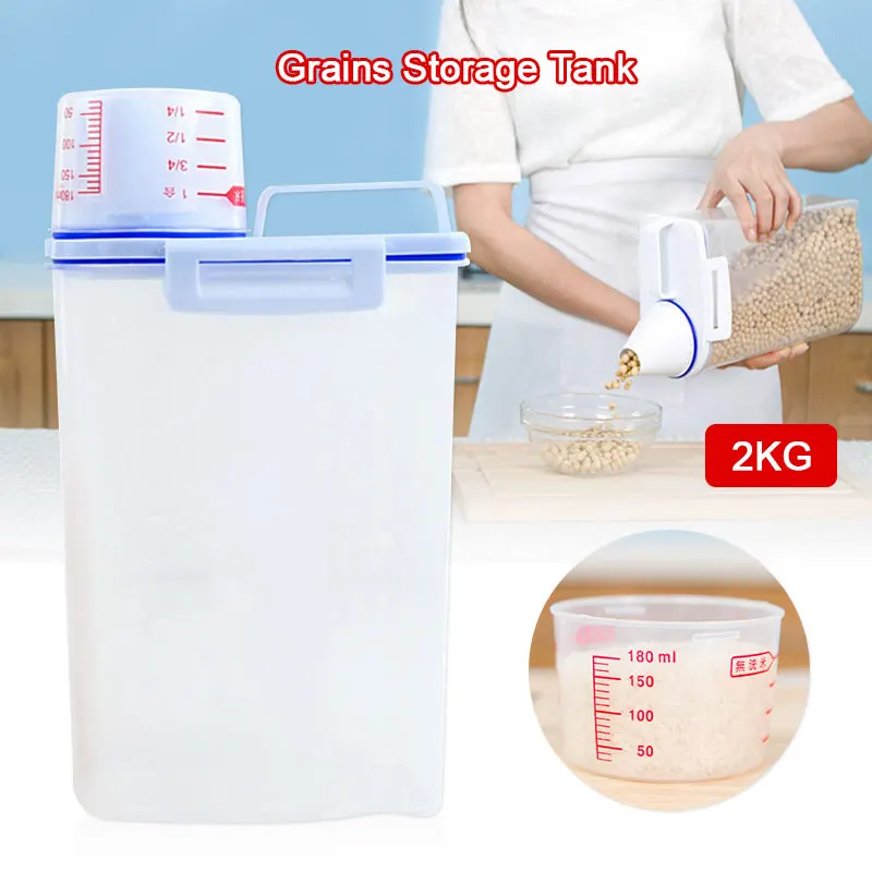 Durable Grain Storage Tanks Measuring Cup Rice Fresh Keeping Collection Collecting Tank Storage Container PP Transparent Home