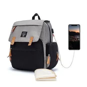 

Multifunctional Baby Diaper Mummy Backpack Large Capacity USB Port Nappy Bag X7XC